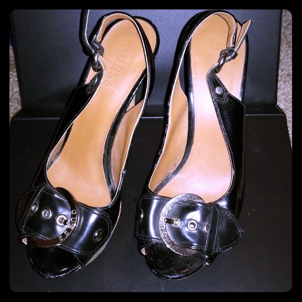 Guess Black Cork Heels